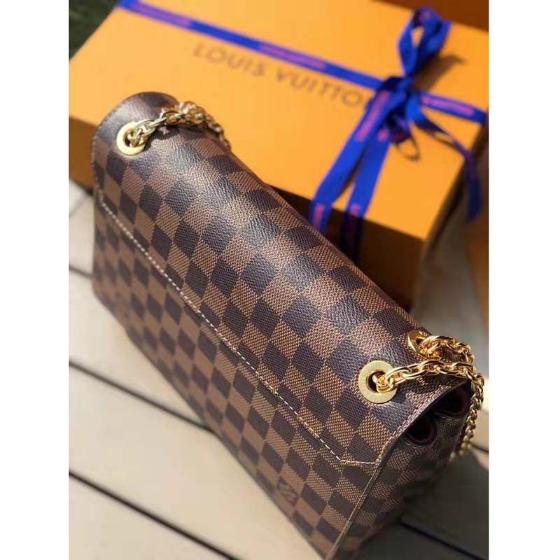 Louis Vuitton LV Women Vavin PM Wallet in Damier Ebene Coated Canvas-Brown