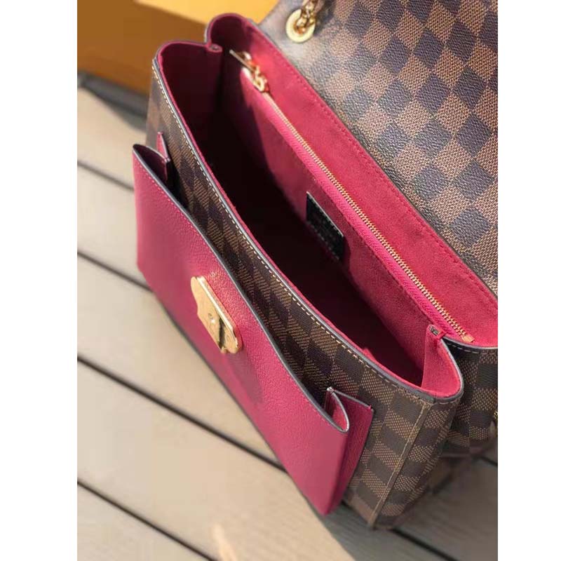 Louis Vuitton LV Women Vavin PM Wallet in Damier Ebene Coated Canvas-Brown