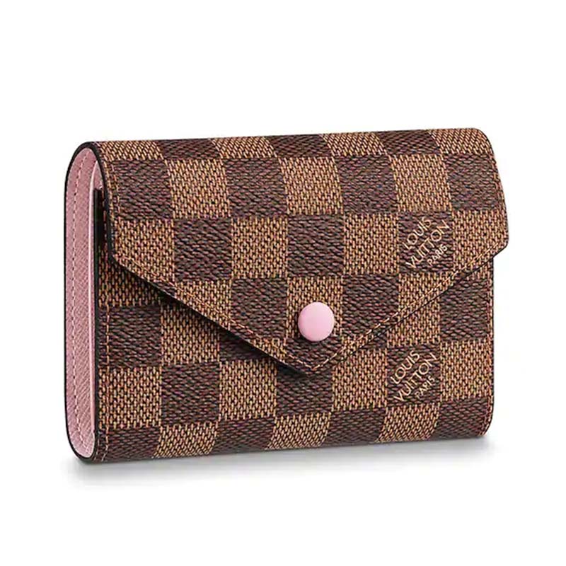 Louis Vuitton LV Women Victorine Wallet in Damier Ebene Canvas-Pink