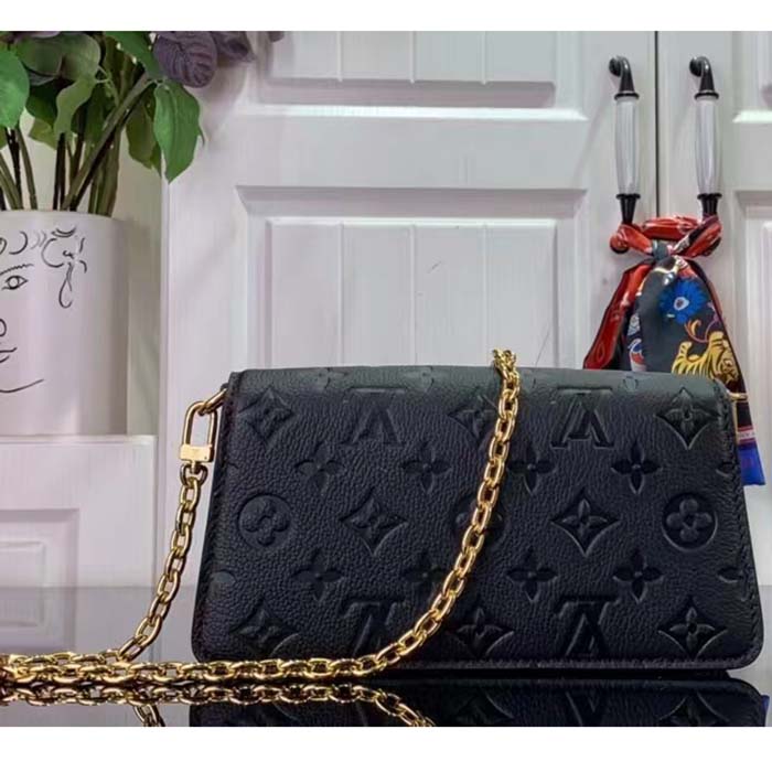 Louis Vuitton LV Women Wallet On Chain Métis Black Monogram Empreinte Embossed Supple Grained Cowhide Leather