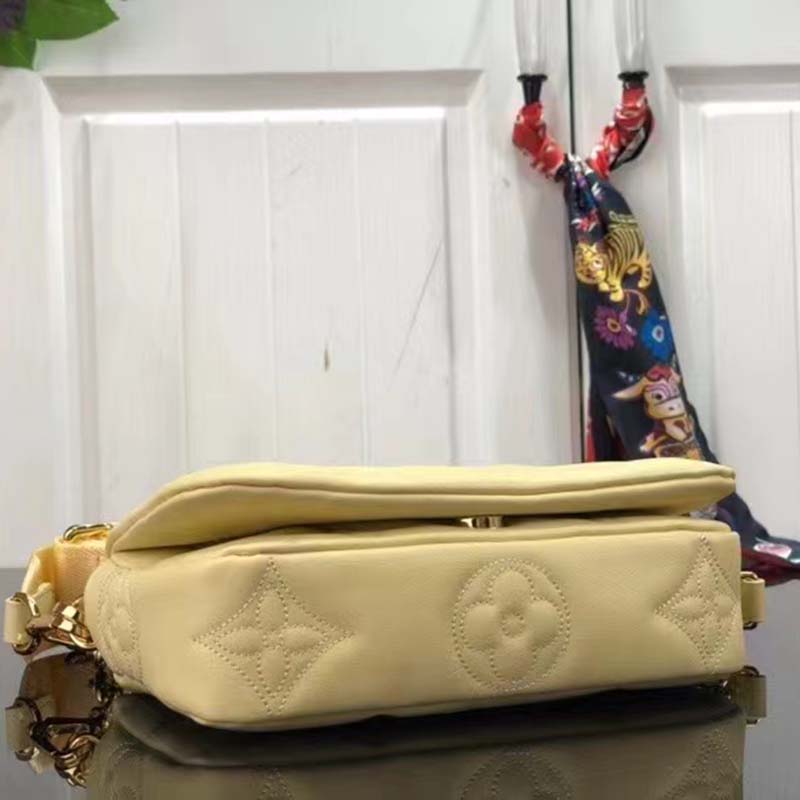 Louis Vuitton LV Women Wallet On Strap Banane Yellow Monogram Embroidered Leather