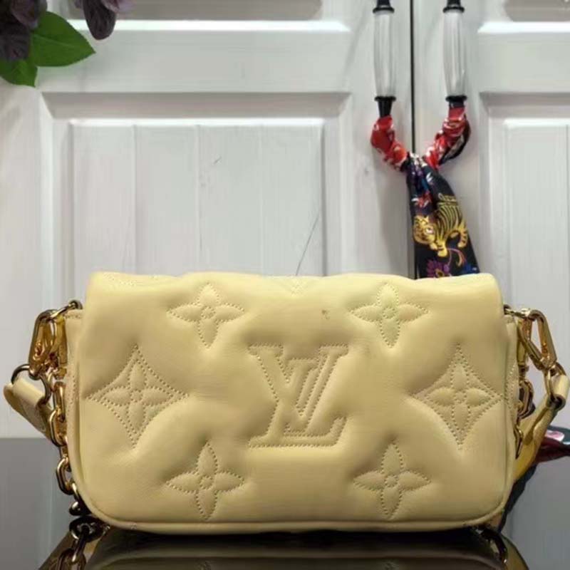 Louis Vuitton LV Women Wallet On Strap Banane Yellow Monogram Embroidered Leather