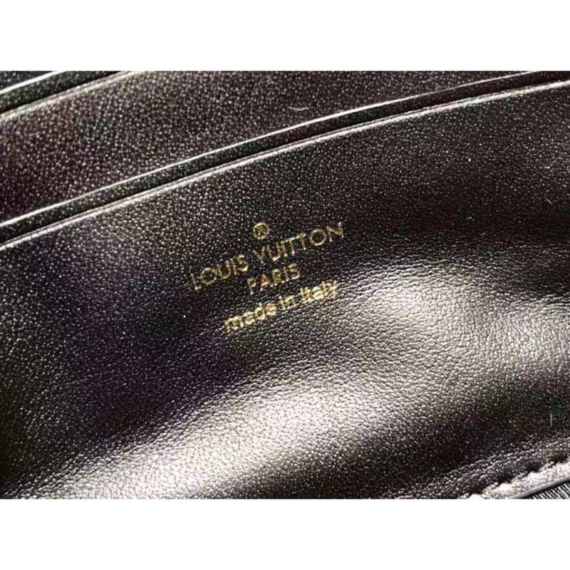 Louis Vuitton LV Women Wallet On Strap Black Monogram Embroidered Leather