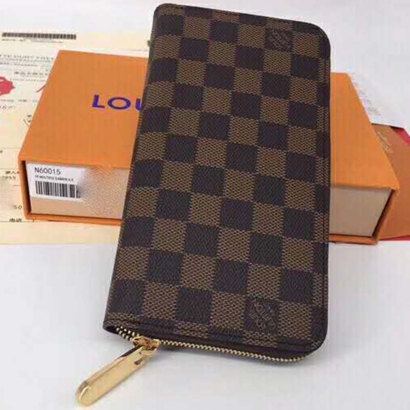 Louis Vuitton LV Women Zippy Wallet Damier Ebene Canvas-Brown