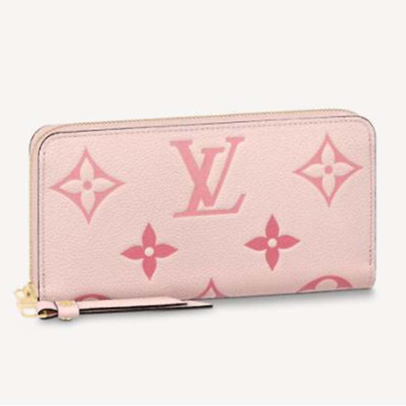 Louis Vuitton LV Women Zippy Wallet Pink Monogram Empreinte Embossed Supple Grained Cowhide Leather