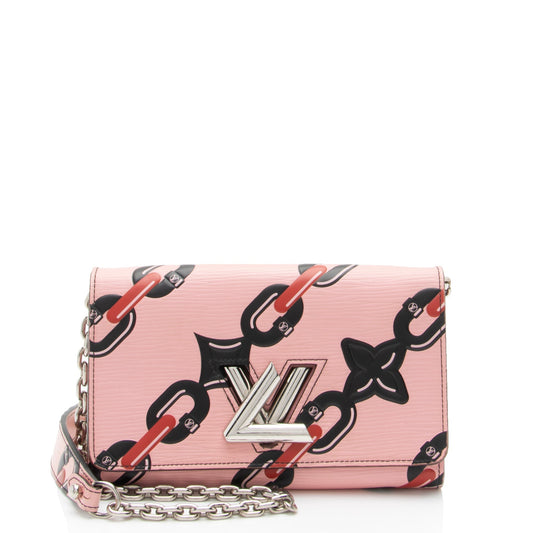 Louis Vuitton Limited Edition Epi Leather Chain Flower Twist Chain Wallet (SHF-vJIfdV)