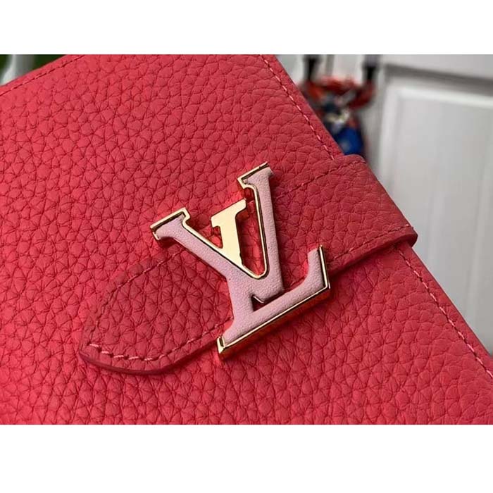 Louis Vuitton Unisex LV Vertical Compact Wallet Dragon Fruit Pink Taurillon Leather