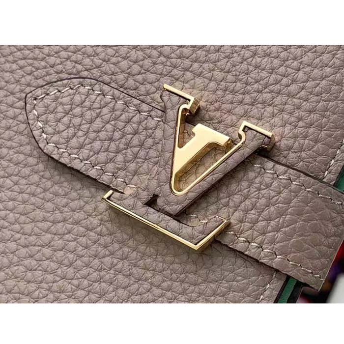 Louis Vuitton Unisex LV Vertical Wallet Beige Blue Taurillon Calf-Leather Sliding Capucines Closure