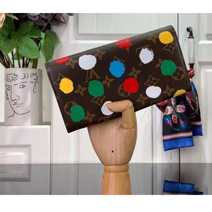 Louis Vuitton Unisex LV x YK Sarah Wallet Monogram Coated Canvas 3D Painted Dots Print