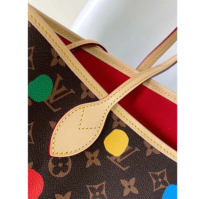 Louis Vuitton Unisex LVxYK Neverfull MM Tote Monogram Coated Canvas 3D Painted Dots Print