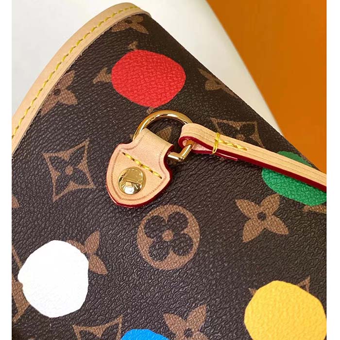 Louis Vuitton Unisex LVxYK Neverfull MM Tote Monogram Coated Canvas 3D Painted Dots Print