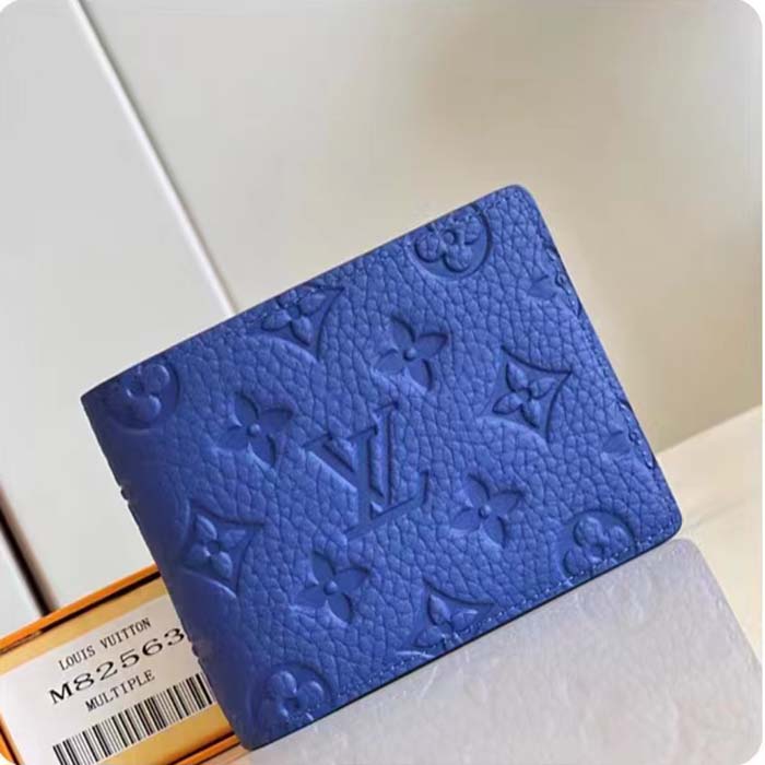 Louis Vuitton Unisex Multiple Wallet Racing Blue Embossed Taurillon Monogram Cowhide Leather