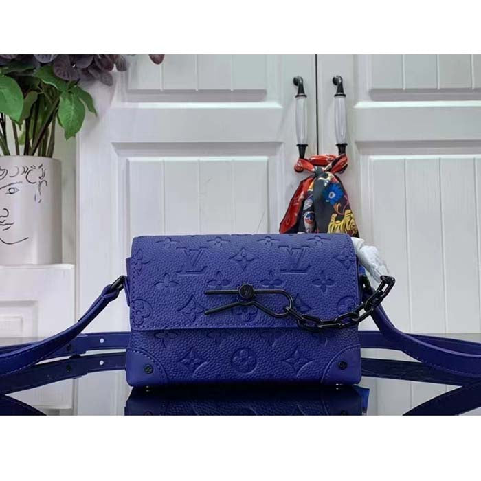 Louis Vuitton Unisex Steamer Wearable Wallet Racing Blue Embossed Taurillon Monogram Cowhide Leather