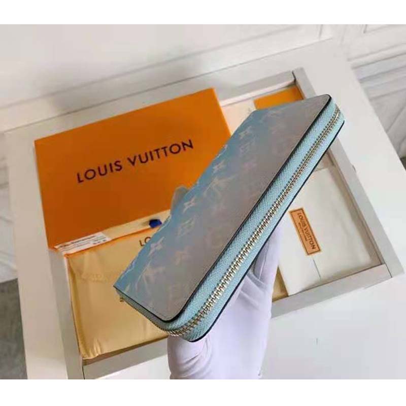 Louis Vuitton Unisex Zippy Wallet Blue Monogram Coated Canvas Cowhide Leather