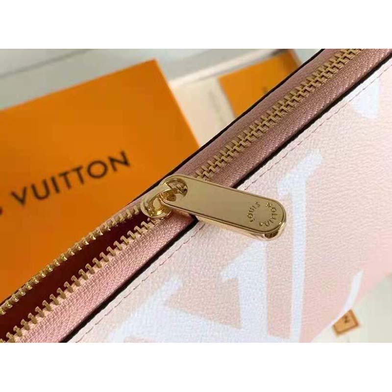 Louis Vuitton Unisex Zippy Wallet Mist Gray Monogram Coated Canvas Cowhide Leather