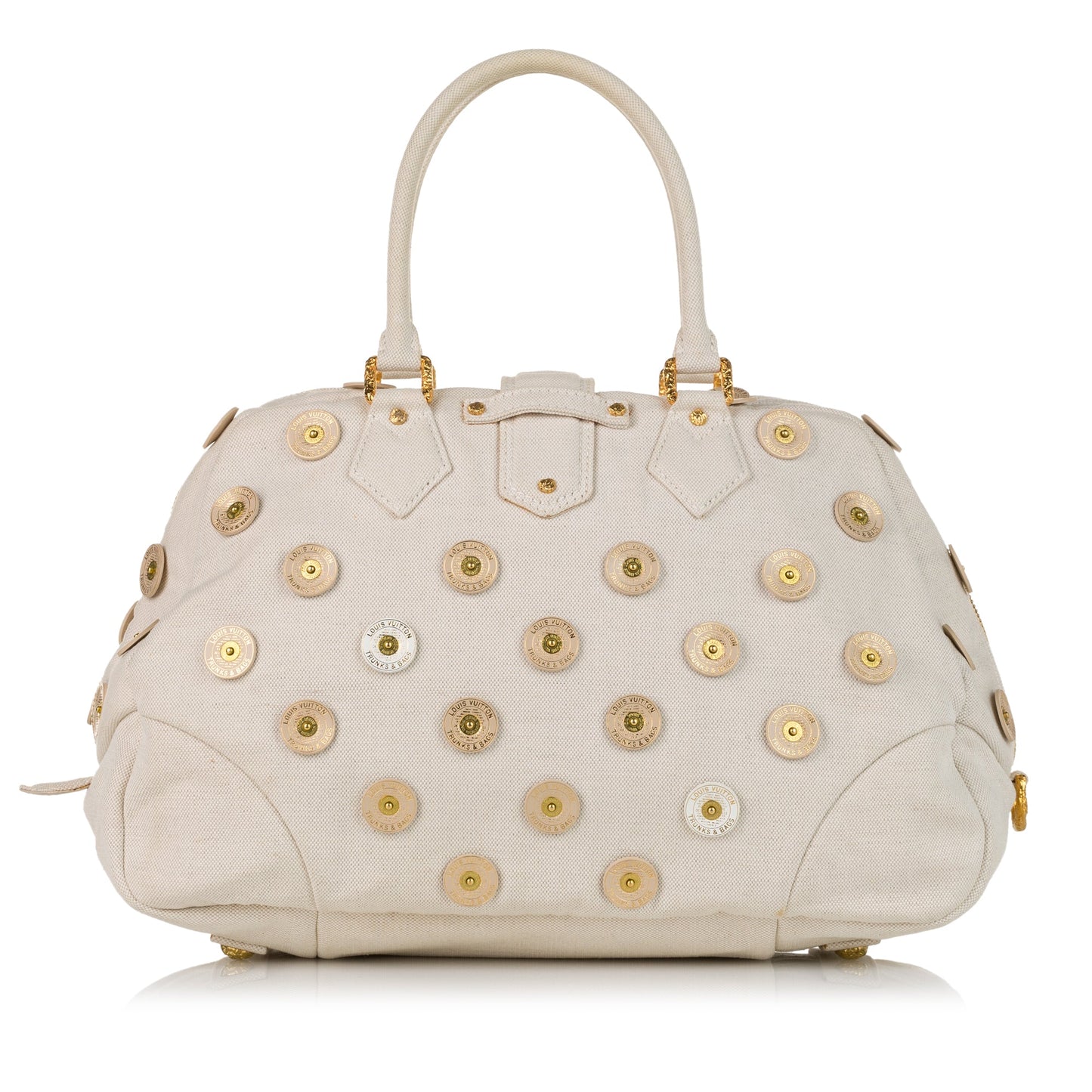 White Louis Vuitton Polka Dots Panama Bowly Tote Bag