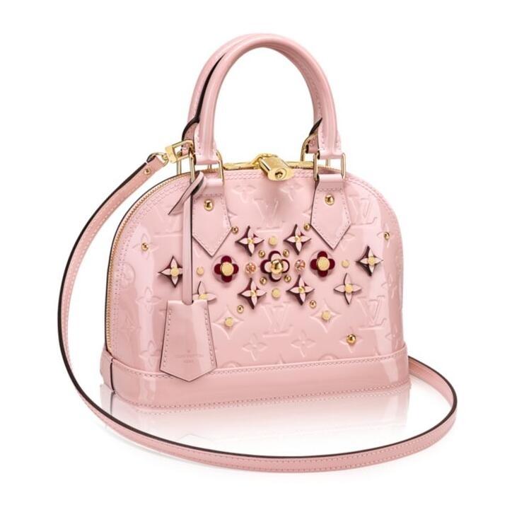 Louis Vuitton Alma BB Tote Bag Monogram Vernis Rose Ballerine