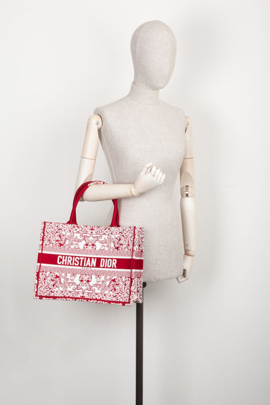 CHRISTIAN DIOR Book Tote Red & White