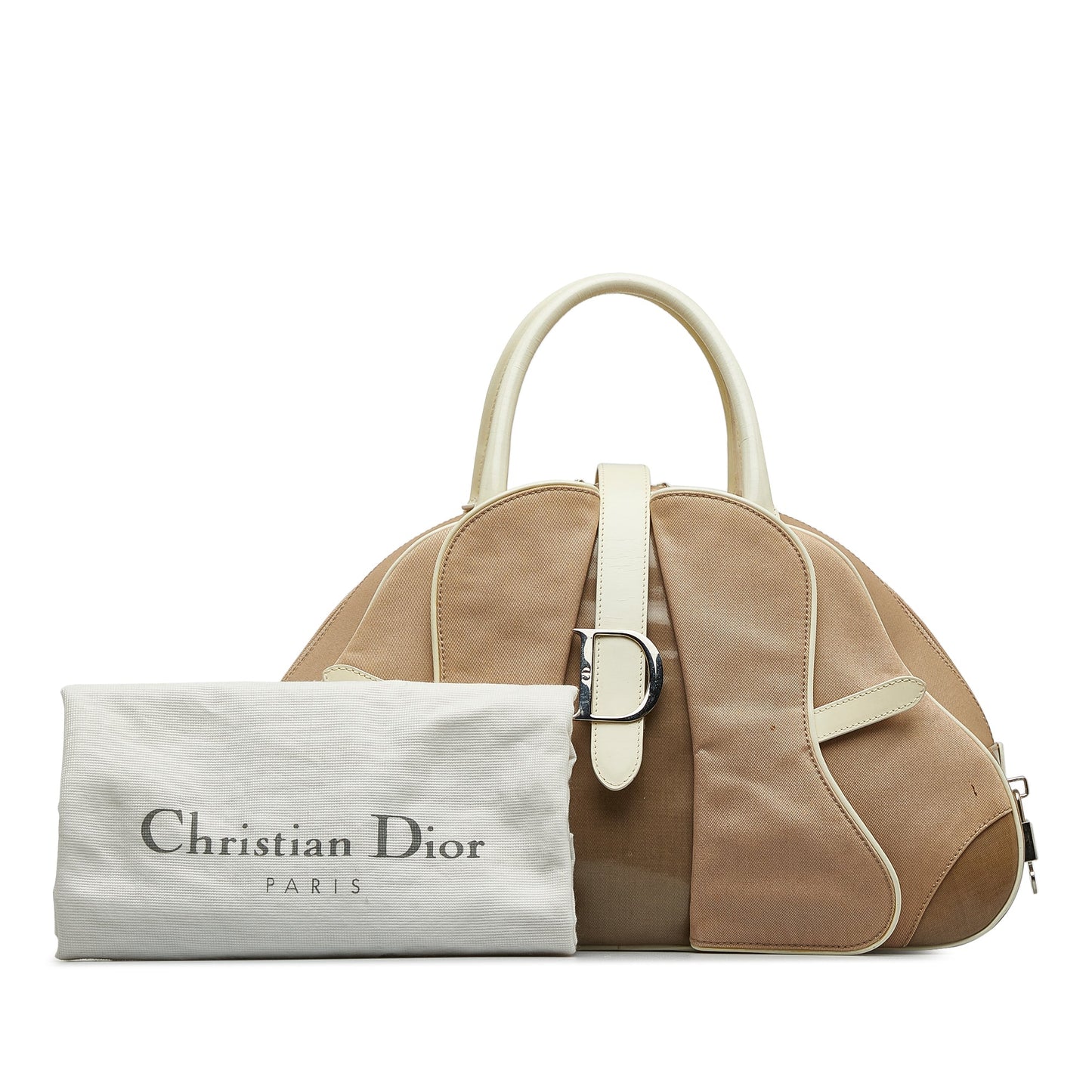 DIOR Canvas Double Saddle Bowler Handbag