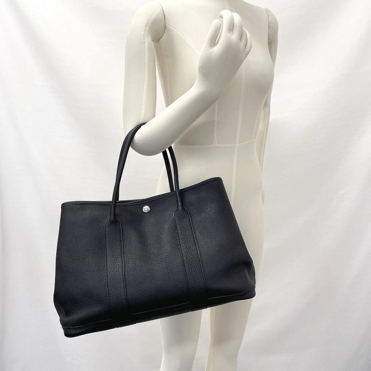 HERMES Tote Bag Garden party PM Negonda Black □PCarved seal Women Used