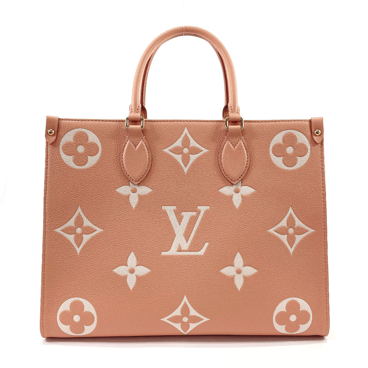 LOUIS VUITTON Tote Bag M46286 On the Go MM Monogram Empreinte/Grain leather pink Women New