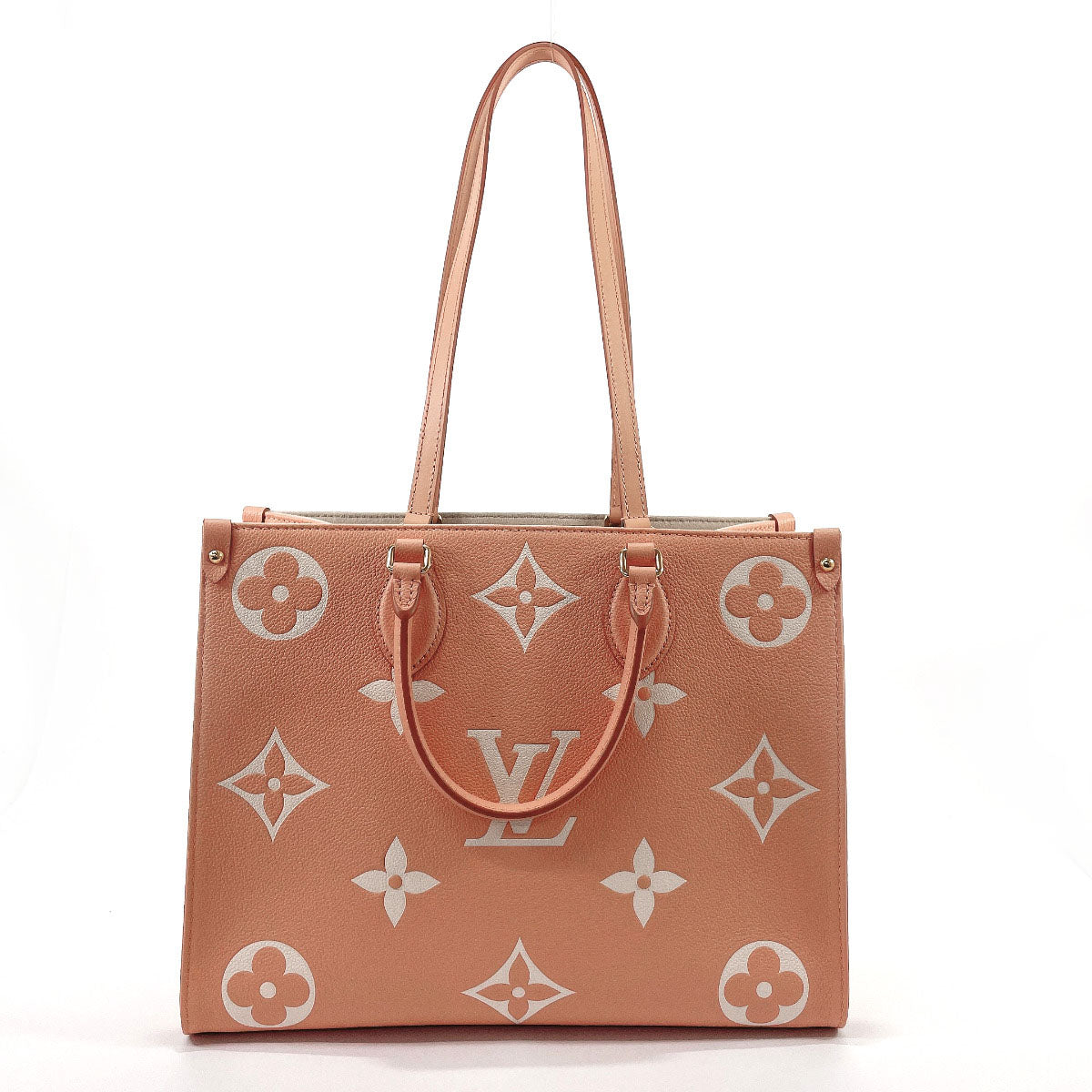 LOUIS VUITTON Tote Bag M46286 On the Go MM Monogram Empreinte/Grain leather pink Women New