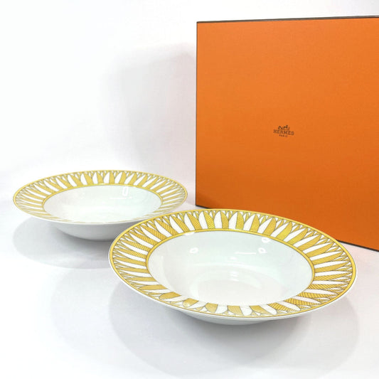 HERMES Tableware Soleil d'Hermes pasta plate pair Pottery white white unisex New