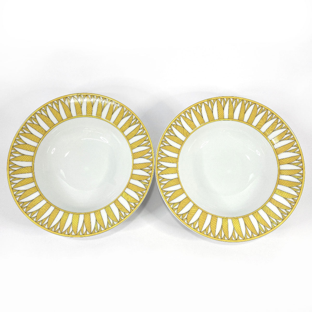 HERMES Tableware Soleil d'Hermes pasta plate pair Pottery white white unisex New