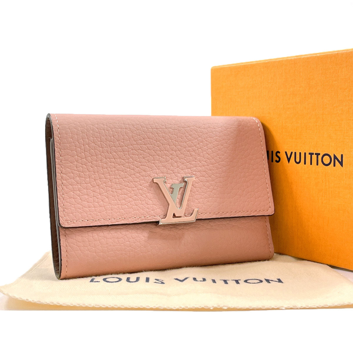 LOUIS VUITTON Tri-fold wallet M62156 Portefeuille Capcine Compact Taurillon Clemence pink pink Women Used