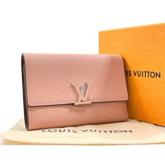 LOUIS VUITTON Tri-fold wallet M62156 Portefeuille Capcine Compact Taurillon Clemence pink pink Women Used