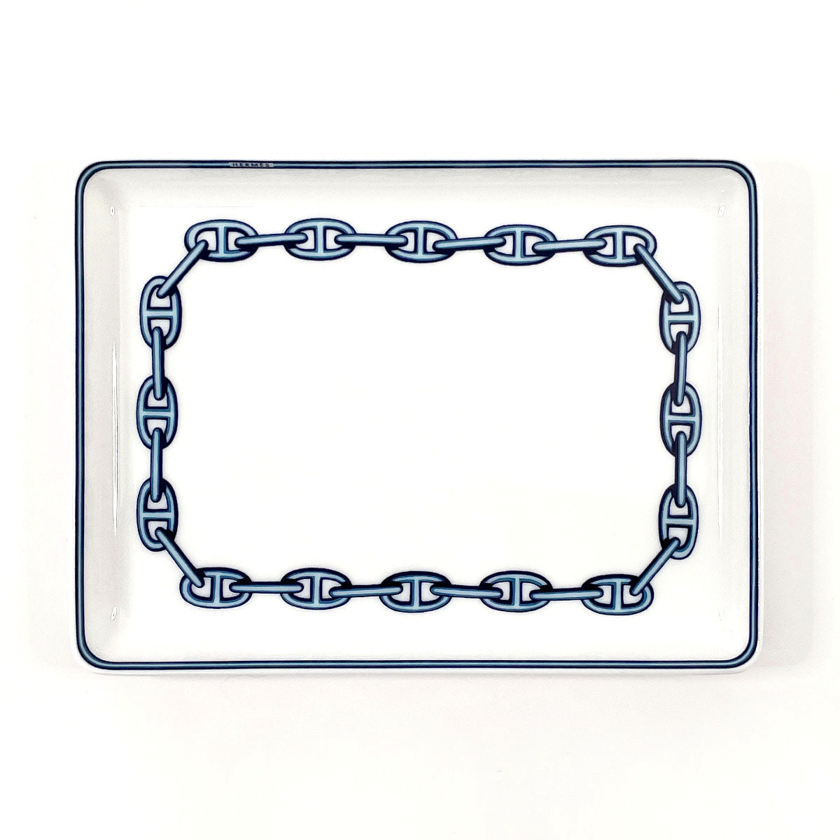 HERMES Tableware ChÃ©ne Dunkel Square plate Porcelain white white unisex New