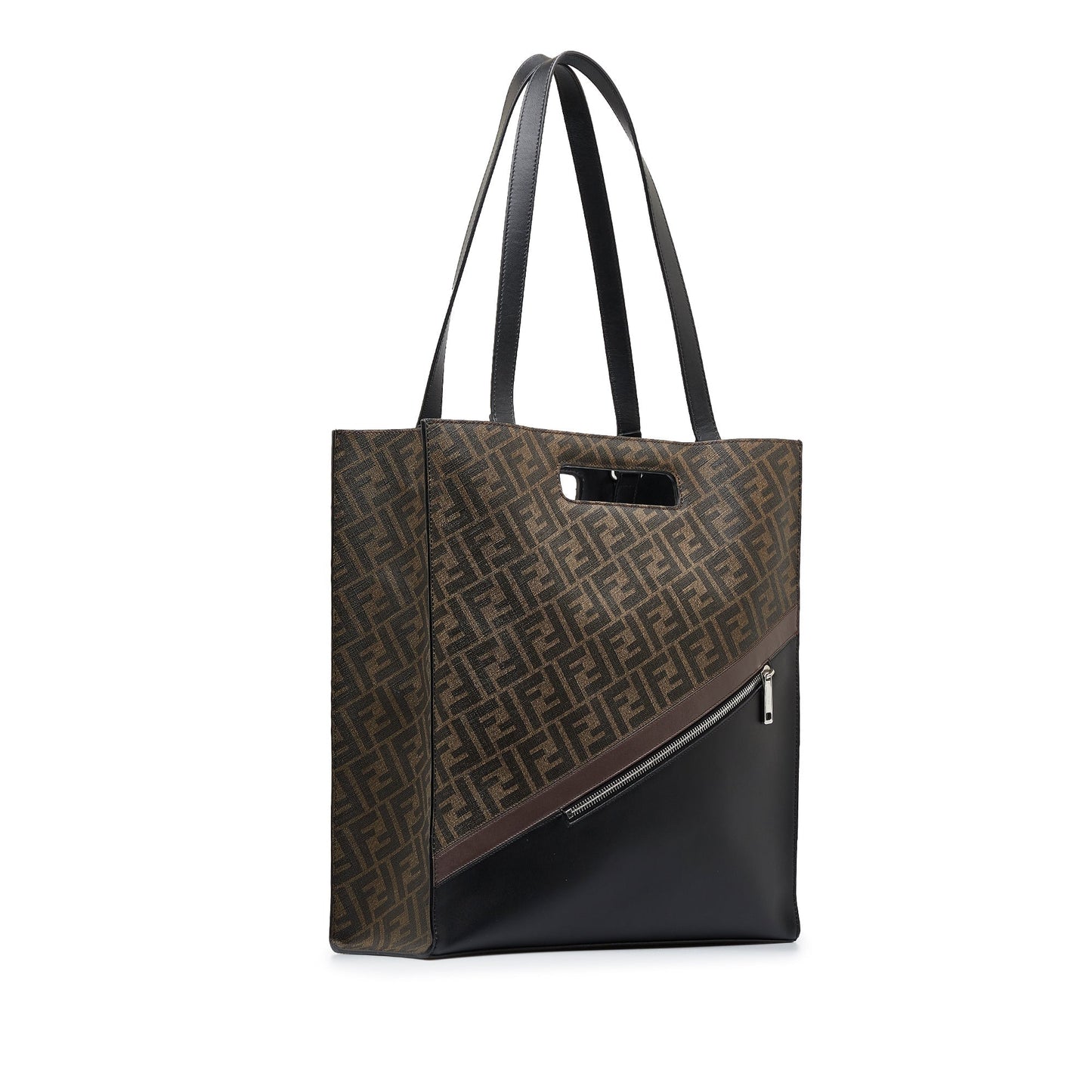 Brown Fendi Zucca 1974 Diagonal Shopping Tote