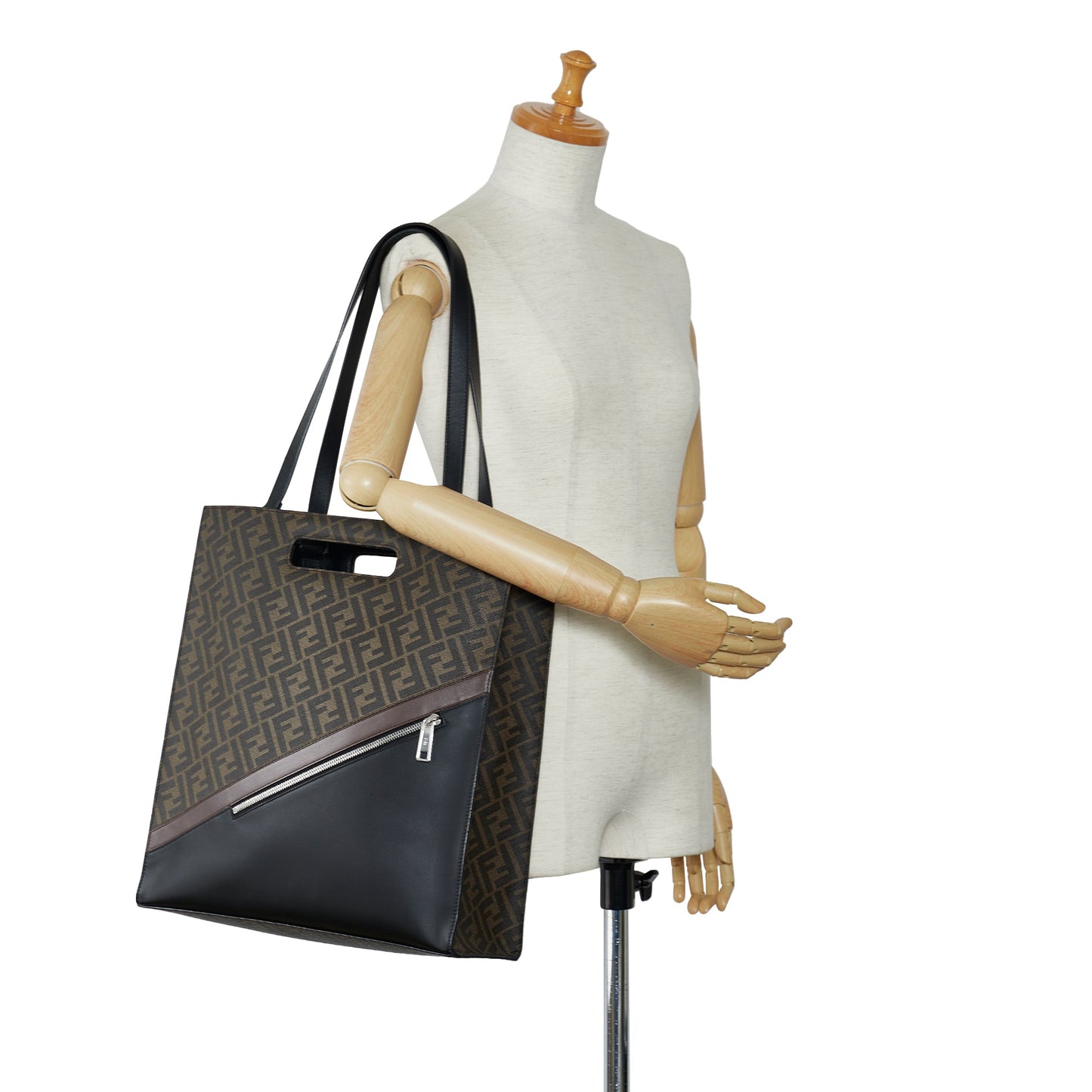 Brown Fendi Zucca 1974 Diagonal Shopping Tote