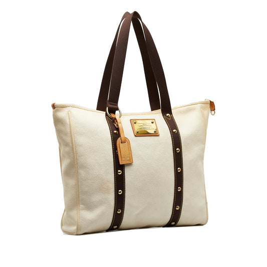 White Louis Vuitton Antigua Cabas GM Tote Bag