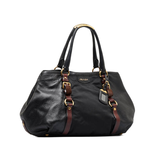 PRADA Leather and Nylon Tote Tote Bag