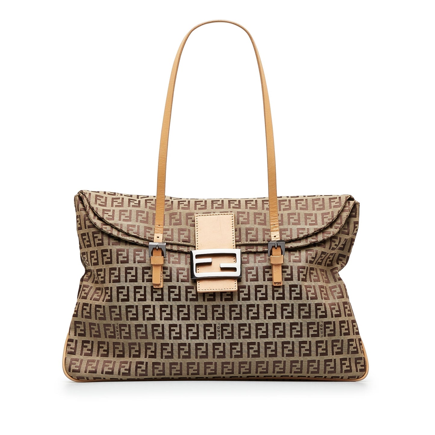 Brown Fendi Zucchino Double Flap Tote