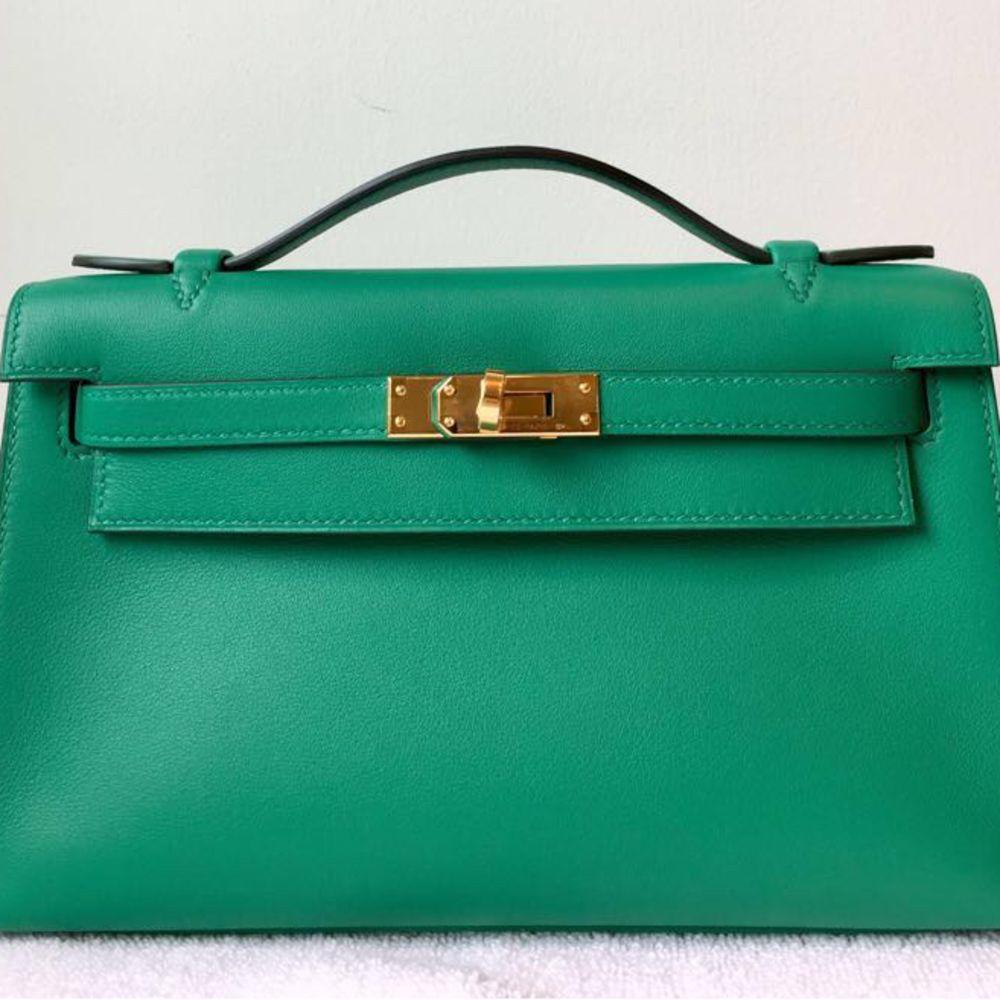 Hermes Vert Jade Swift Mini Kelly Pochette Gold Hardware