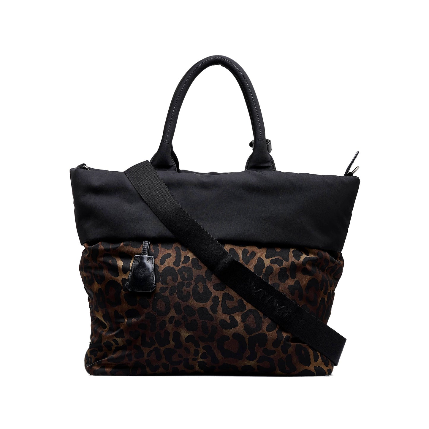 PRADA Tessuto Reversible Leopard Print Satchel