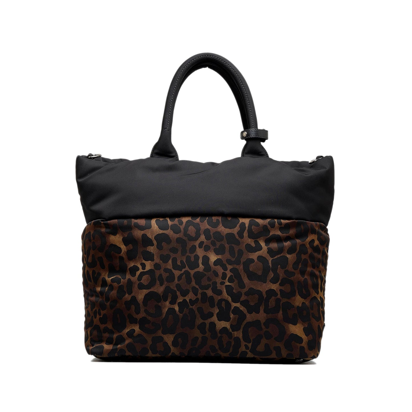 PRADA Tessuto Reversible Leopard Print Satchel