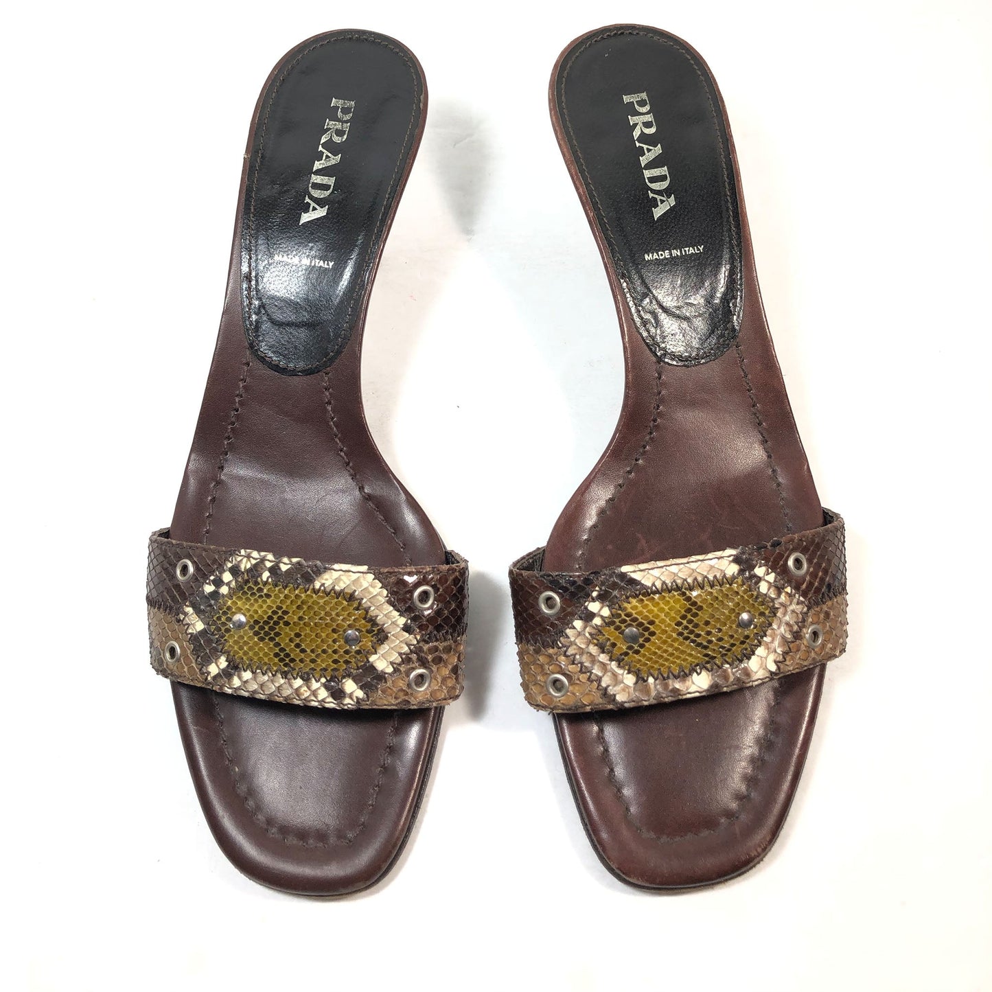 PRADA Brown Multi Color Snake w/ Grommet Size 38.5