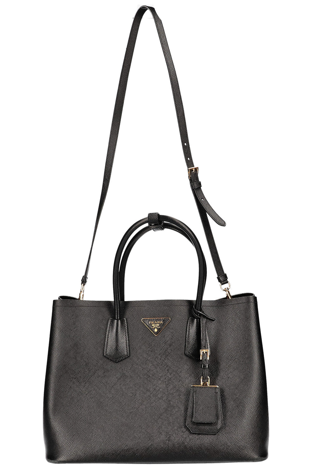 PRADA Cuir Double Tote Black