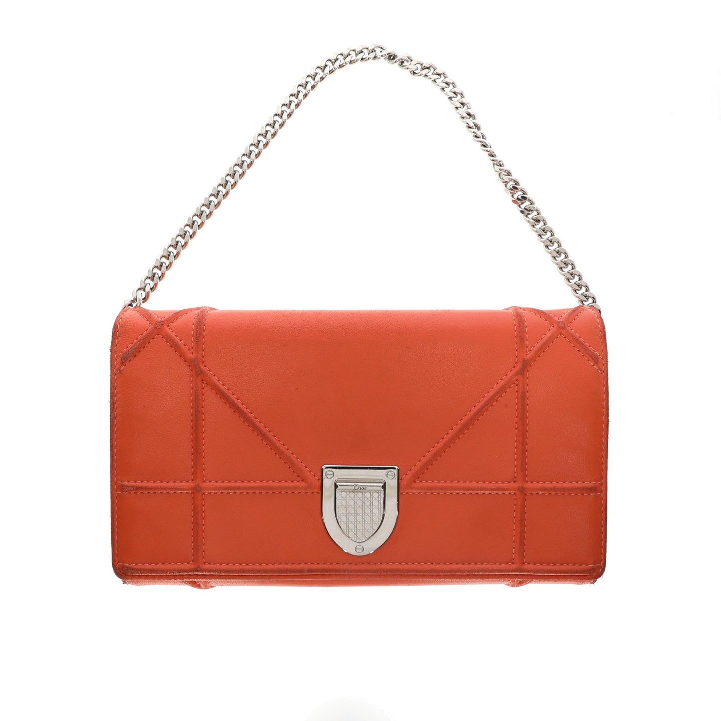 CHRISTIAN DIOR Diorama Wallet in Orange Leather