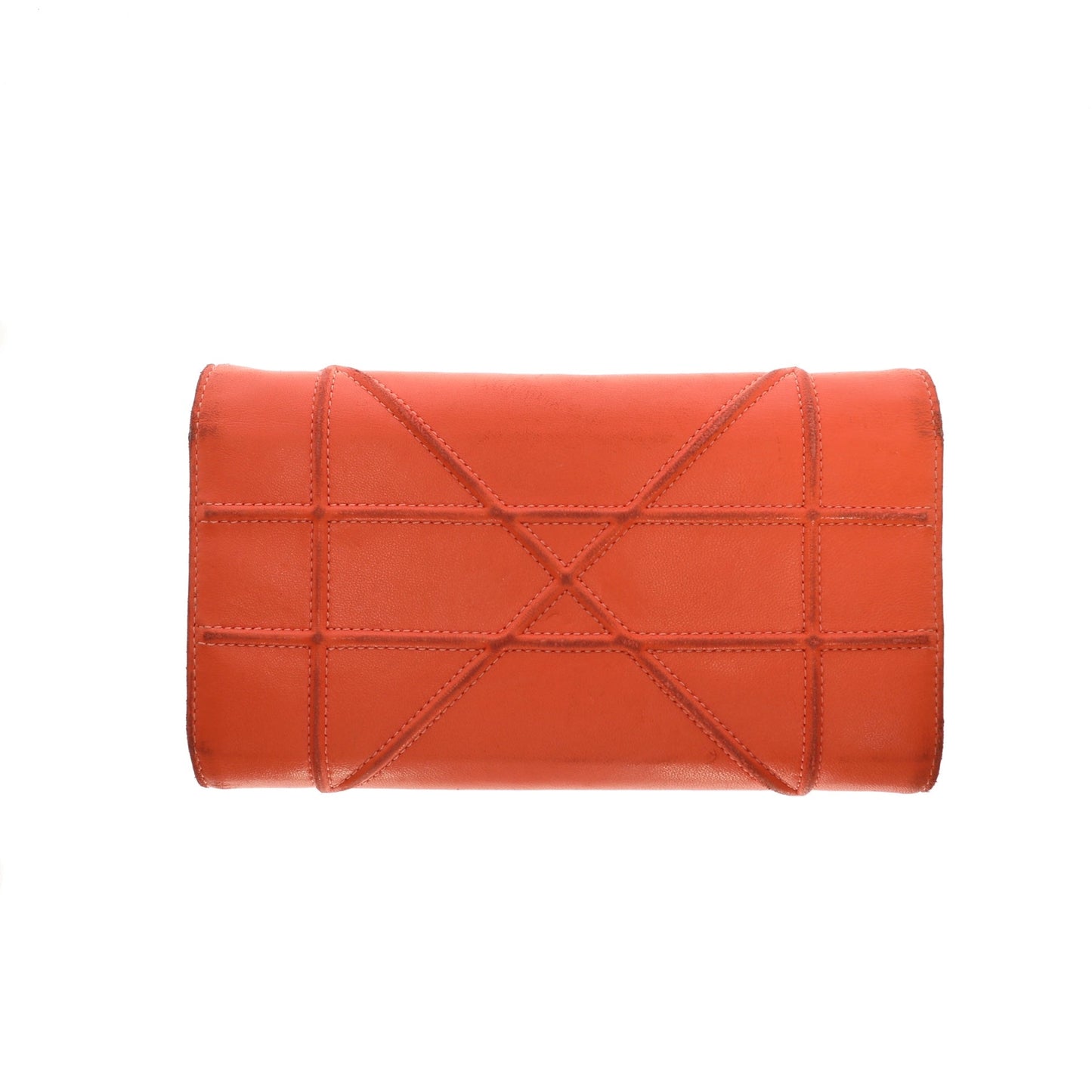 CHRISTIAN DIOR Diorama Wallet in Orange Leather