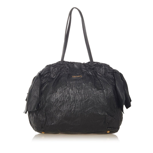 Prada Bow Lambskin Leather Tote Bag (SHG-19151)