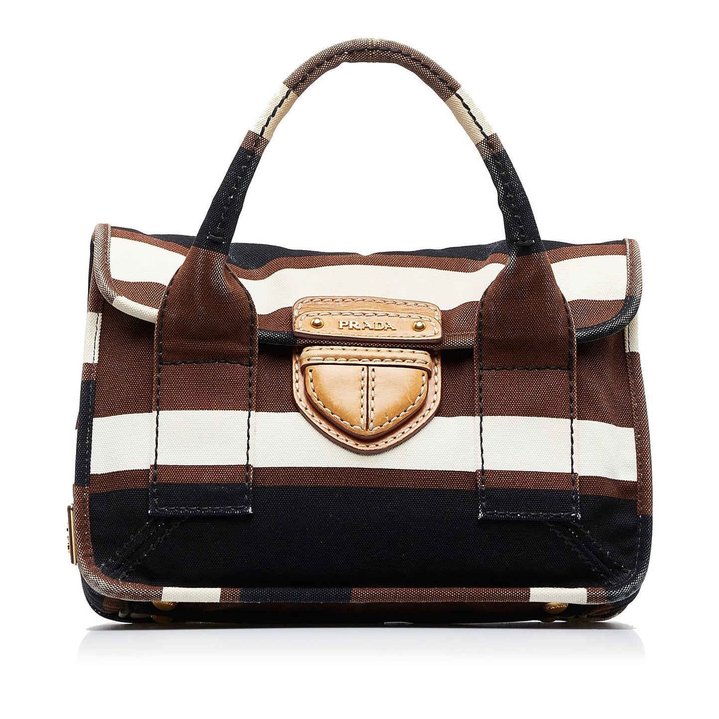 Prada Canapa Righe Stripe Satchel (SHG-kRpi8k)