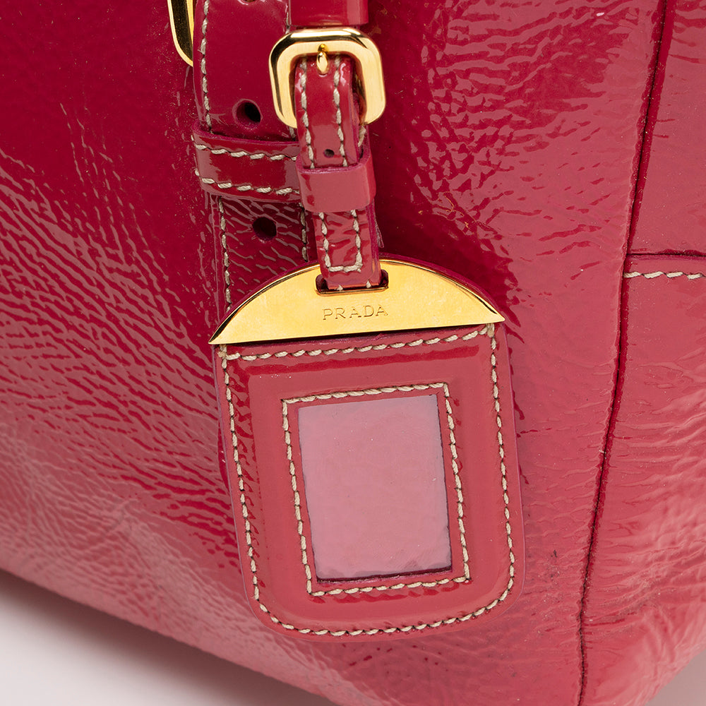 Prada Crinkled Patent Leather Satchel - FINAL SALE (SHF-17678)