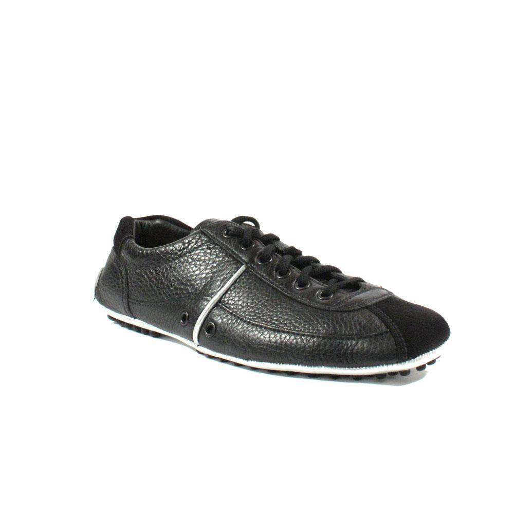 Prada Designer Shoes Black Leather Driving Men's Designer Shoes 2E1376 (PRM7)