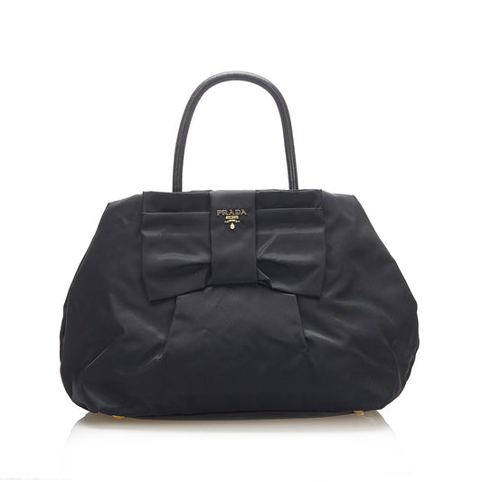 Prada Fiocco Bow Tessuto Tote Bag (SHG-15757)