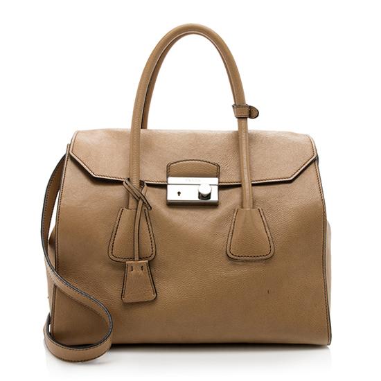 Prada Glace Calfskin Twin Large Pocket Tote