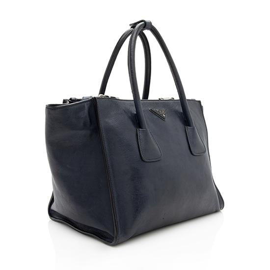 Prada Glace Calf Twin Pocket Tote (SHF-11159)